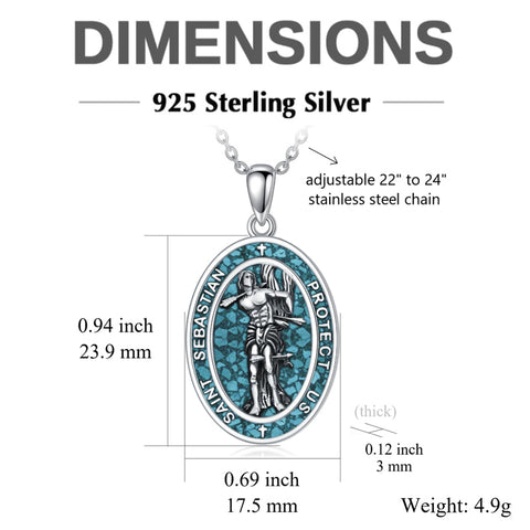 Sterling Silver Saint Christopher St Michael Saint Sebastian Amulet Pendant Necklace