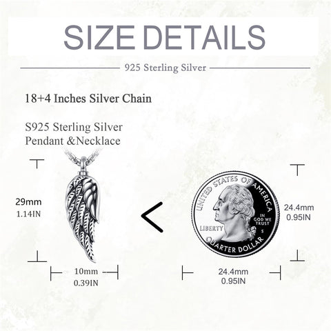 Sterling Silver Angel Wing Urn Necklace for Ashes