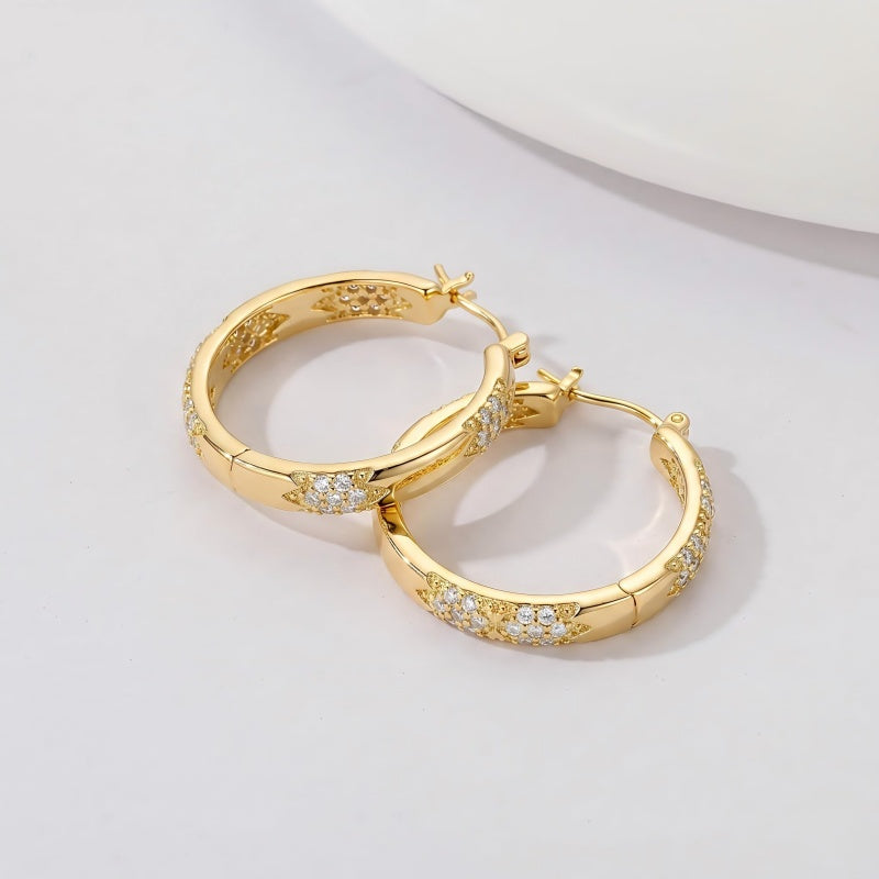 14K Gold Plated Cubic Zircon Hoop Earrings