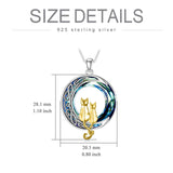 Sterling Silver Blue Circle Crystal Cat Pendant Necklace