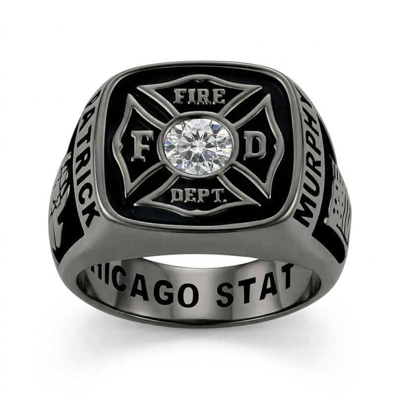 Sterling Silver 10K 14K 18K Gold Custom Birthstone Pattern High School College Class Ring for Men