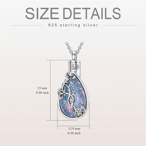 Sterling Silver Rose Urn Necklace for Ashes
