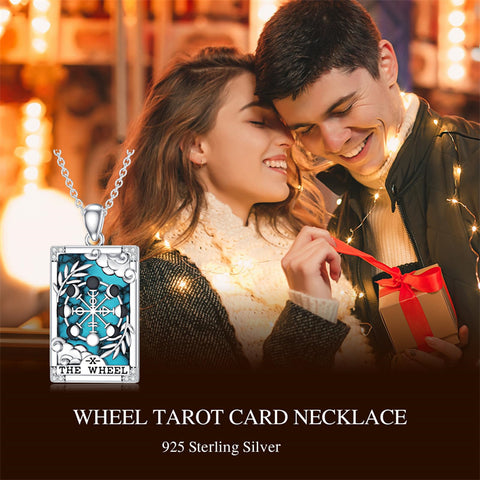 Sterling Silver Turquoise Empress The Lovers  The Moon Wheel Of Fortune The Sun Tarot Card Pendant Necklace