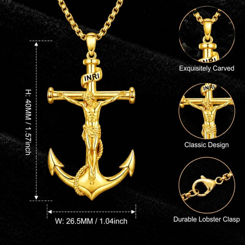 14K Gold Plated Cross Pendant Necklace  Religious Faith Jewelry Gifts for Christmas
