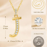 Cubic Zircon 14K Gold Plated Initial Letter A-Z Pendant Necklace