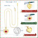 14K Gold  Plated Reversible Heart Birthstone Necklace with Zodiac Engraved Back Gifts for Women