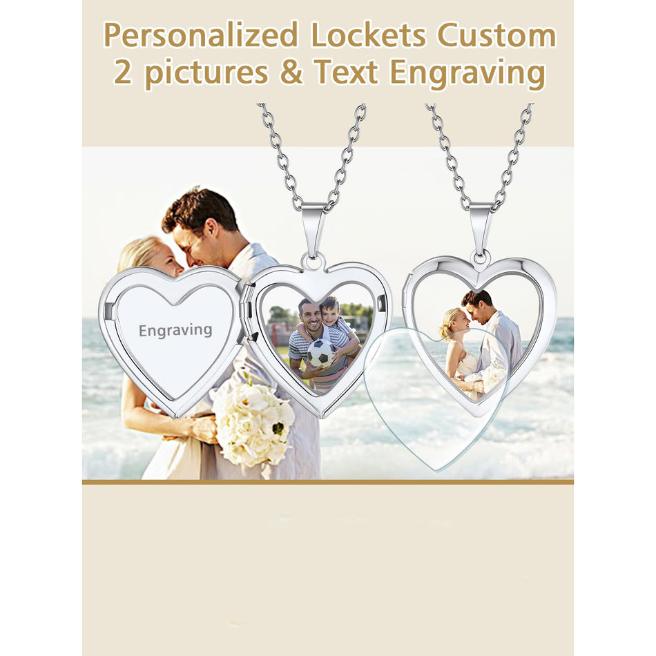 Copper Personalized Photo Heart Pendant Necklace