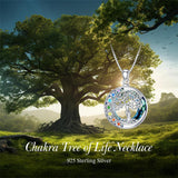 Sterling Silver Crystal Triple Moon Goddess Hamsa Hand Lotus Tree of Life Flower of Life Chakra Pendant Necklace
