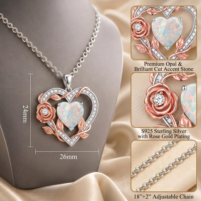 Sterling Silver Teardrop Gemstone Rose Butterfly Infinity Heart Necklace for Women