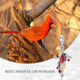 Sterling Silver Red Cardinal Bird Charm Beads