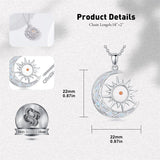Sterling Silver Mustard Seed Black Cat Hummingbird Cross and Mountain Mountain Turquoise Sun and Moon Pendant Necklace