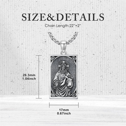 Sterling Silver Saint Anthony Saint Jude Saint Christopher   Saint Michael Amulet Religious Pendant Necklace