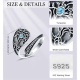 Sterling Silver Turquoise Vintage Adjustable Sunflower Dragonfly Butterfly Feather Tree of Life Spoon Ring