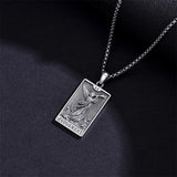 Sterling Silver Lovers Hierophant Magician Three of Swords Wheel of Fortune SkeletonTarot Card Pendant Necklace