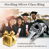 Sterling Silver Moissanite Moss Agate Onyx Personalized Class Ring Graduation Ring for Women