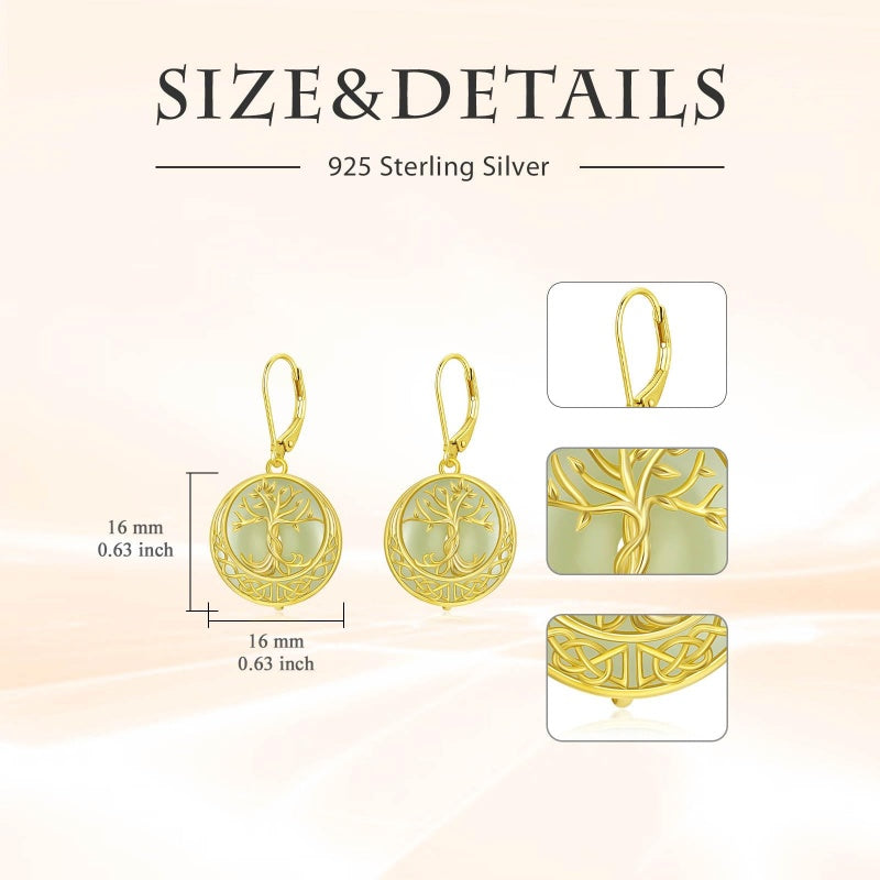 14K Gold Plated Natural Jade  Earrings for Women Good Fortune Jewelry Birthday Mother's Day Gifts
