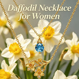 14K Gold Birthstone Birth Flower  Pendant Necklace Birthday Jewelry Gifts for Women