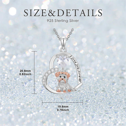 Sterling Silver Pitbull Yorkie Schnauzer Pendant Necklace Gifts for Women