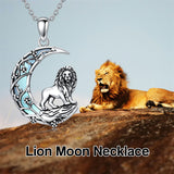 Sterling Silver Moonstone Wolf Cat Koala  Lion Moon Pendant Necklace