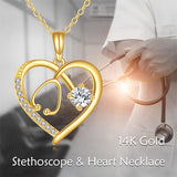 14K Gold Stethoscope Pendant Necklace