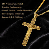 14K Gold Plated Cross Pendant Necklace  Religious Faith Jewelry Gifts for Christmas