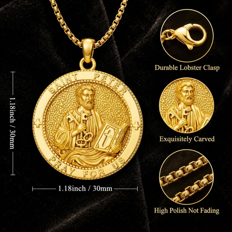 Patron Saint Medal Gold Plated Catholic Pendant Christian Religious Necklace Amulet Jewelry
