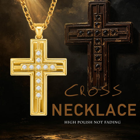 14K Gold  Plated Cross Necklace Simple Religious Jewelry Gift