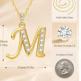 Cubic Zircon 14K Gold Plated Initial Letter A-Z Pendant Necklace