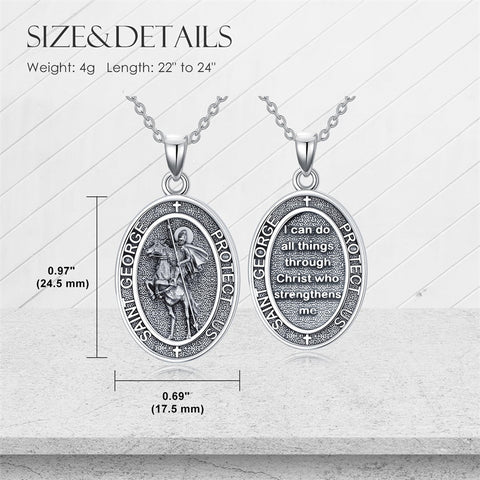 Sterling Silver St Anthony Francis Joseph Peregrine Raphael Sebastian Medal  Protection Pendant Necklace