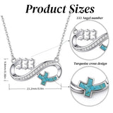 Sterling Silver Turquoise & Zirconia Infinity  111 222 333 444 777 Angel Number Pendant Necklace for Women