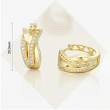 14K Gold Plated  Cubic Zircon X-shaped Hoop Earrings for Women