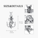 Sterling Silver Earth Swordfish Trident Compass Anchor Pendant Necklace