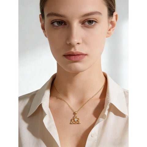 14K Gold Plated Celtic Knot Pendant Necklace Irish Jewelry Gift for Her