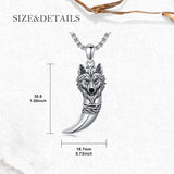 Sterling Silver Viking Dragon Eagle Wolf Animal Pendant Necklace for Men