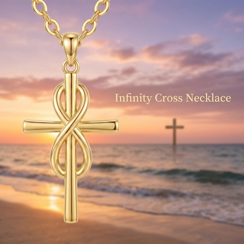 10K 14K 18K Gold Cross Pendant Necklace Religious Jewelry Gifts for Men and Women
