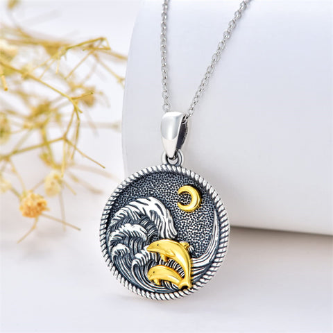 Sterling Silver Raccoon Dolphin Sea Otter Wolf Sloth Mother Daughter Pendant Necklace