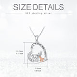 Sterling Silver Cubic Zirconia Mother Daughter Goat Pendant Necklace Engraved with "I Love You Forever"