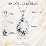 14K  White Gold Plated White Opal Flower Pendant Necklace Birthday Anniversary Jewelry Gifts for Women