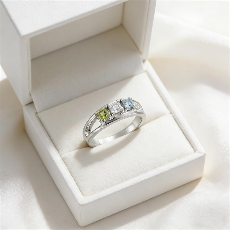 Sterling Silver 2-5 Birthstones Family Ring Gifts for Mother's Day