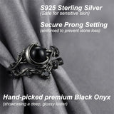 Sterling Silver 10K  14K  18K Gold 1CT-4CT Black Onyx Engagement Ring Gothic Wedding Promise Ring