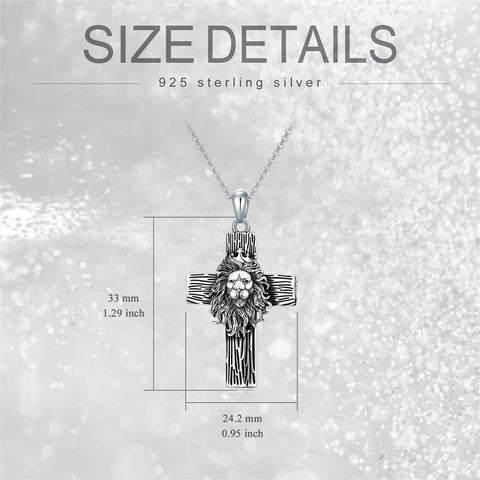 Sterling Silver Lion Semicolon Rose Sunflower Cross Pendant Religious Necklace