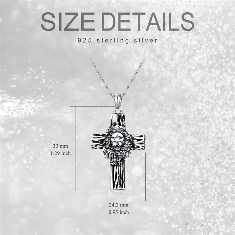Sterling Silver Lion Semicolon Rose Sunflower Cross Pendant Religious Necklace