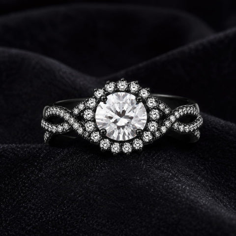 Sterling Silver 10K 14K 18K Gold Custom Engraved Moissanite Engagement Wedding Ring