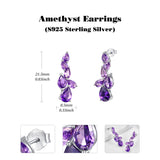 Amethyst Cluster Earrings 925 Sterling Silver Amethyst Teardrop Earrings Gradient Dark Purple Crystal Dangle Drop Earrings Purple Jewelry Gifts for Women