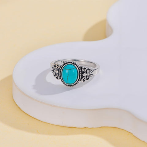 14K Gold Plated Turquoise Ring Western Jewelry Anniversary Birthday Gift for Women
