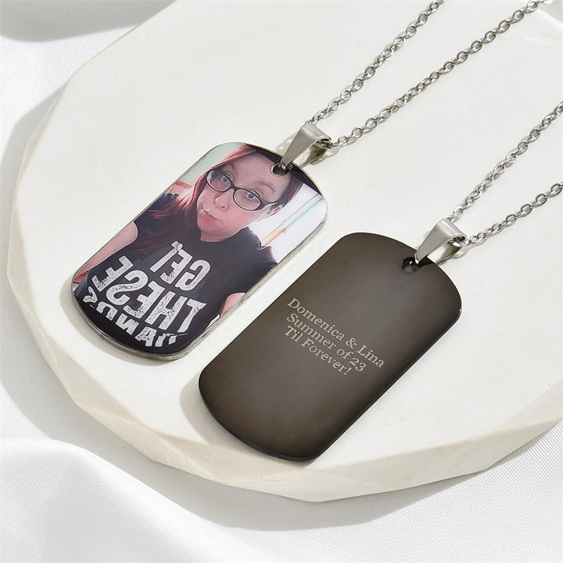 Stainless Steel Personalized Photo Dog Tag  Necklace
