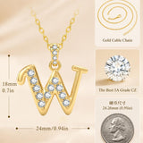 Cubic Zircon 14K Gold Plated Initial Letter A-Z Pendant Necklace