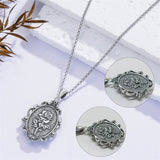 Sterling Silver Blue Sandstone Moonstone Turquoise Obsidian Vintage Rose Pendant Necklace
