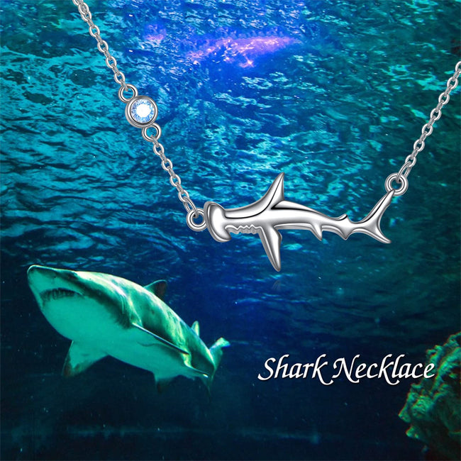 Hammerhead Shark Necklace Sterling Silver Sea Animal Beach Necklace fo