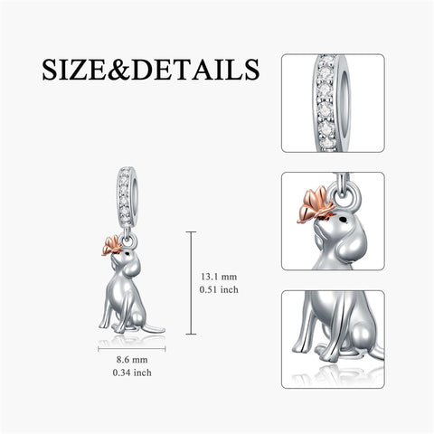 Sterling Silver Cubic Zirconia Yorkshire Boston Terrier Chihuahua Dachshund  Bead Charms